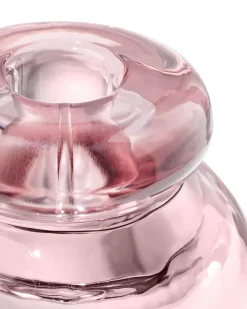 2-in-1 kandelaar 8.5x10cm glas transparant roze