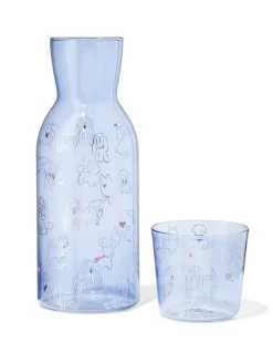 karaf 1000ml met drinkglas honden