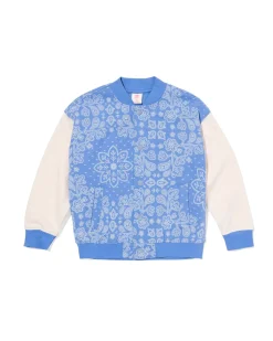 kinder baseballvest paisley blauw