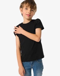 kinder basis t-shirts stretch katoen - 2 stuks zwart