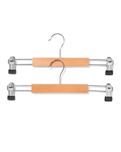 kinder broekhangers hout/metaal - 2 stuks