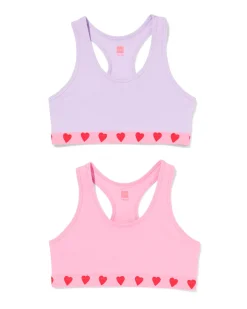 kinder crop tops hartjes - 2 stuks roze