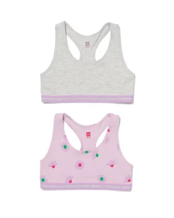 kinder croptops stretch katoen - 2 stuks lila