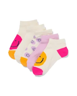 kinder enkelsokken gezichtjes - 5 paar beige