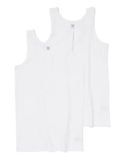 kinder hemden basic stretch katoen - 2 stuks wit