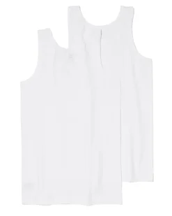 kinder hemden basic stretch katoen - 2 stuks wit