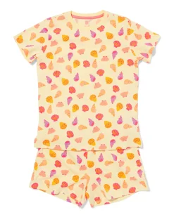 kinder shortama print geel
