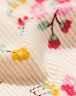 kinder shortama rib bloemen gebroken wit