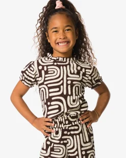 kinder T-shirt jersey abstract donkerbruin