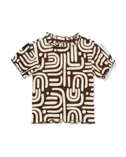 kinder T-shirt jersey abstract donkerbruin