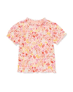 kinder T-shirt jersey bloemen ecru