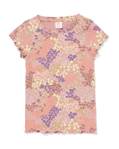 kinder T-shirt jersey bloemen oudroze