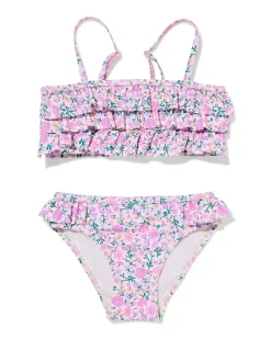 kinderbikini bloemen ruffels lila