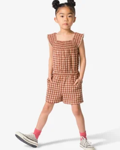 kinderjumpsuit seersucker ruit bruin