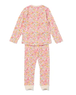 kinderpyjama rib bloemen multicolor