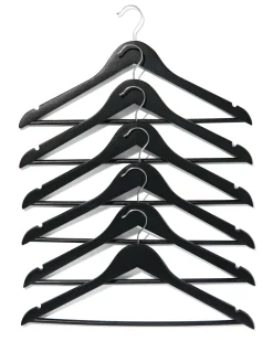 kledinghangers zwart hout - 6 stuks