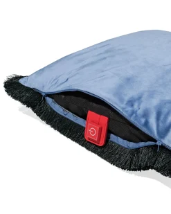kussenhoes 50x50cm franjes blauw
