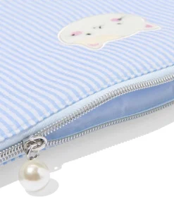 laptophoes 41.8x29.5cm strepen kattenprint ruches