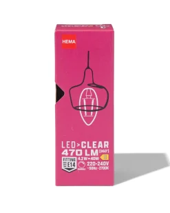 led kaars clear E14 2.9W 470lm dim