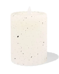 led-kaars stompkaars ⌀7.5x10cm ribbel spikkel ivoor