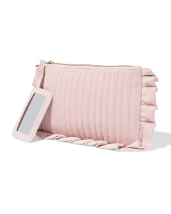 make-up tas 21x14cm velours roze
