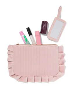 make-up tas 21x14cm velours roze