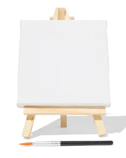 mini ezel met canvas en kwast 10x10cm