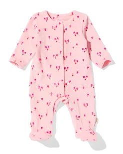 newborn boxpakje rib velours bloemen roze