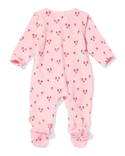 newborn boxpakje rib velours bloemen roze