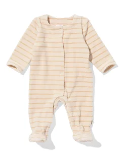 newborn boxpakje velours rib strepen zand