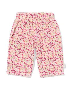 newborn broek comfort fit mousseline bloemen ecru