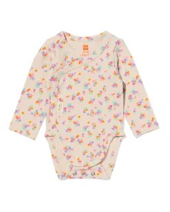 newborn meegroei overslagromper rib bloemen ecru