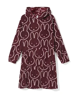 nijntje damesnachthemd fleece bordeauxrood