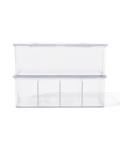 opbergdozen met deksel en divider - 2 stuks