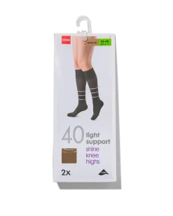2-pak kniekousen licht ondersteunend 40 denier beige