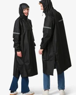 regenponcho voor volwassen lichtgewicht waterdicht zwart