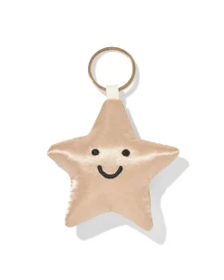 sleutelhanger 7x6cm ster met gezichtje goud