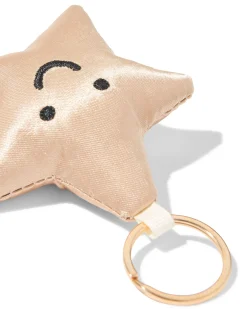 sleutelhanger 7x6cm ster met gezichtje goud