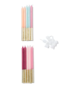 taartkaarsjes 16cm pastel met goud - 10 stuks