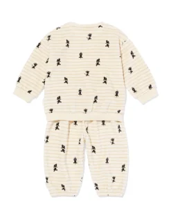 Takkie newborn kledingset comfy fit velours strepen ecru
