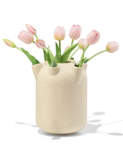 tulpenvaas ⌀15x21cm keramiek groot spikkels wit