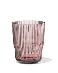 waterglas 270ml Bergen glas streep reliëf bordeauxrood