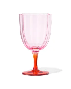 wijnglas 190ml bloemvorm roze