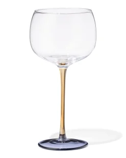 wijnglas 380ml glas geel met blauw