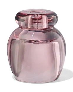 2-in-1 kandelaar 8.5x10cm glas transparant roze